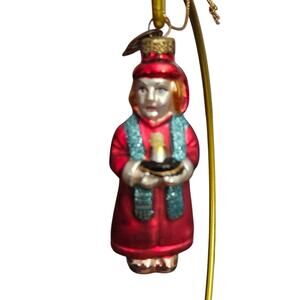 Thomas Pacconi Classics Glass Christmas Ornament Red Caroler Figural